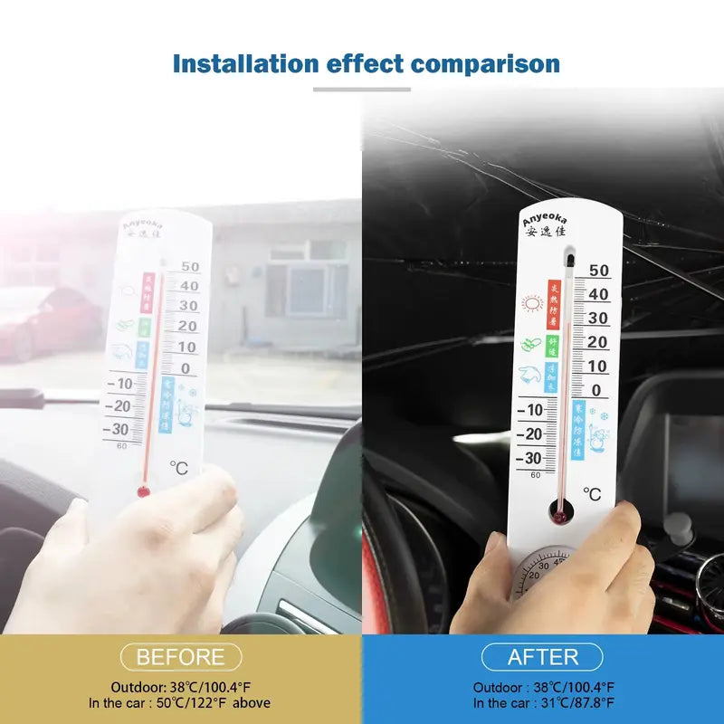 Umbrella-Style Car Windshield Sunshade – Holographic UV Block, No-Install Foldable, Reduces Cabin Temp to 87.8°F | Compact Sedan & Mid-Size SUV
