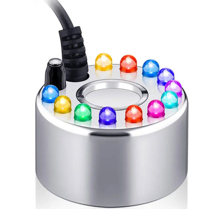 Halloween Ultrasonic Mini Mist Maker with 12 LED Lights - Alloy Humidifier Atomizer for Smoking Cauldron Witch Pot Party Decor