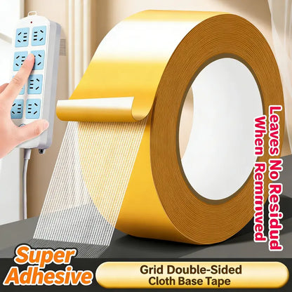 Grid Double-Sided Cloth Base Tape – Heavy-Duty, Waterproof, No Residue