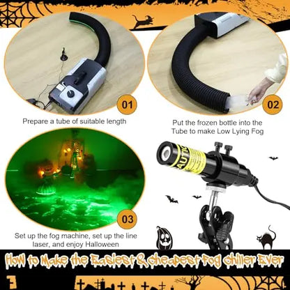 Halloween Laser Swamp Light – IP67 Waterproof 360° Adjustable Laser Projector for Fog Machine