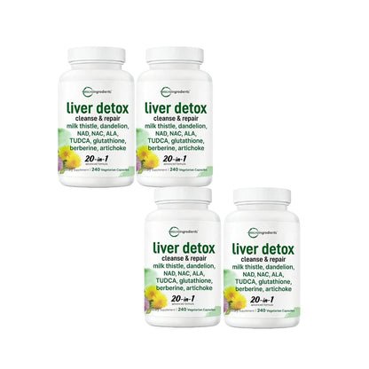 Liver Detox, 240 Veggie Capsules | 20-in-1 Advanced Support Complex with Milk Thistle, Dandelion, NAD, NAC, ALA