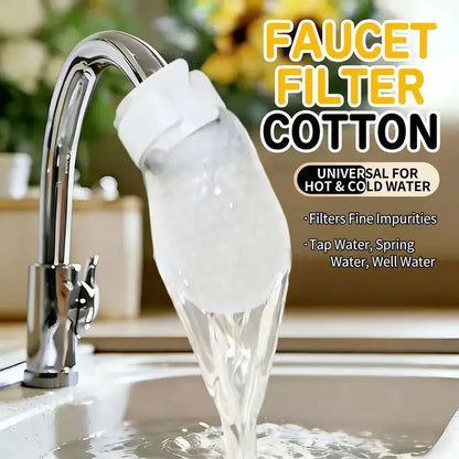 50 Cotton Filter Bags Disposable Cotton Faucet Filter Bags With 5 Fastening Straps, Splash-Reducing Tap Water Sediment Filter Sock with Elastic Cuff for Kitchen & Bathroom Faucets