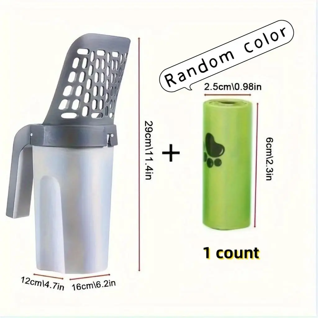 Portable Integrated Cat Litter Scoop Trash Can Set with Garbage Bag - Convenient Pet Waste Collection Kit