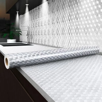 Peel and Stick Wallpaper, Waterproof Aluminum Foil Contact Paper for Kitchen Countertops & Cabinets, Oil-Proof Heat-Resistant (40cm×3m)