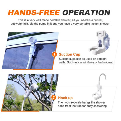 Hands-free operation with suction cup and hook mount