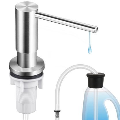 Sink Soap Dispenser with 47" Extension Tube – Stainless Steel Built-In Pump for Kitchen & Bathroom