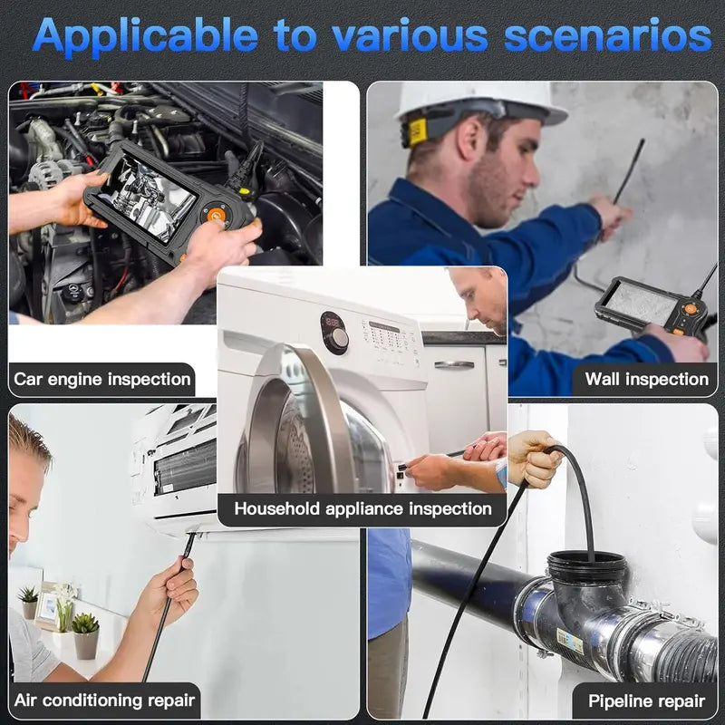 Automotive Borescope Camera – 4.3" HD Screen, 8 LED, IP67 Waterproof, 16.5FT/33FT