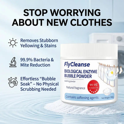FlyCleanse Bio-Enzyme Foam Laundry Detergent – Stain & Yellowing Removal with Built-in Fabric Softener