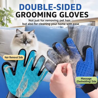 Pet Grooming Gloves – 255 Silicone Tips, 2-in-1 Deshedding & Massage Mitt for Dogs & Cats