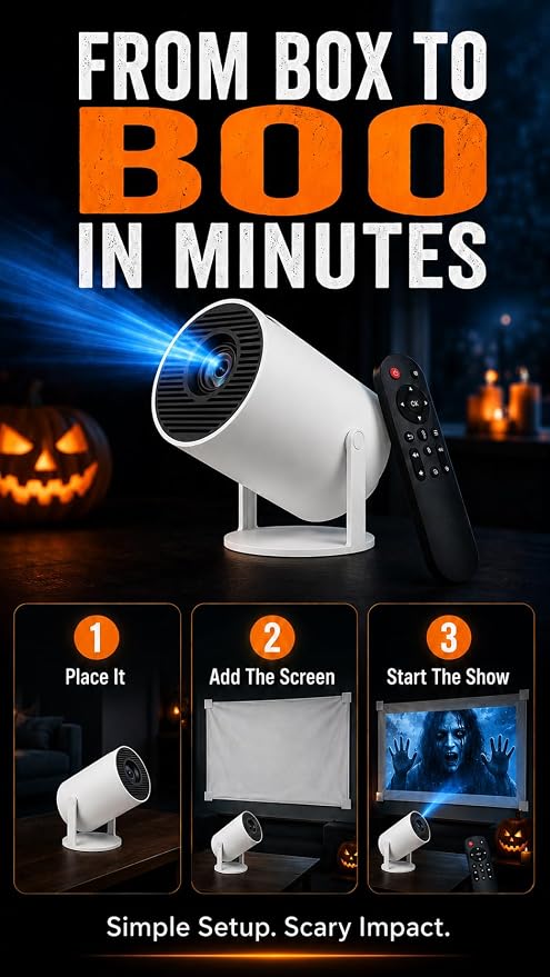 Halloween Window Projector 720P with Projection Screen