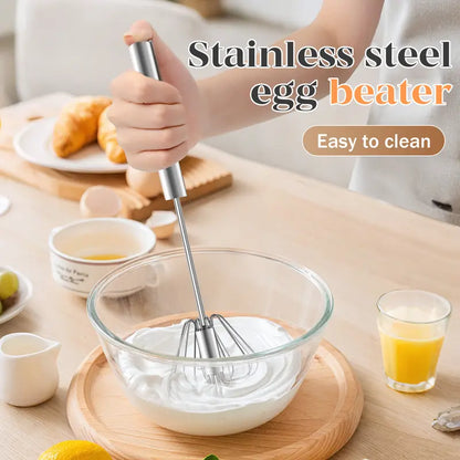 Semi-Automatic Stainless Steel Hand-Push Rotary Whisk – Food-Grade Rust-Resistant, Sturdy Riveted Construction | Eggs, Coffee, Cream & Batter | Easy to Clean | 1pc / 2pcs / 4pcs