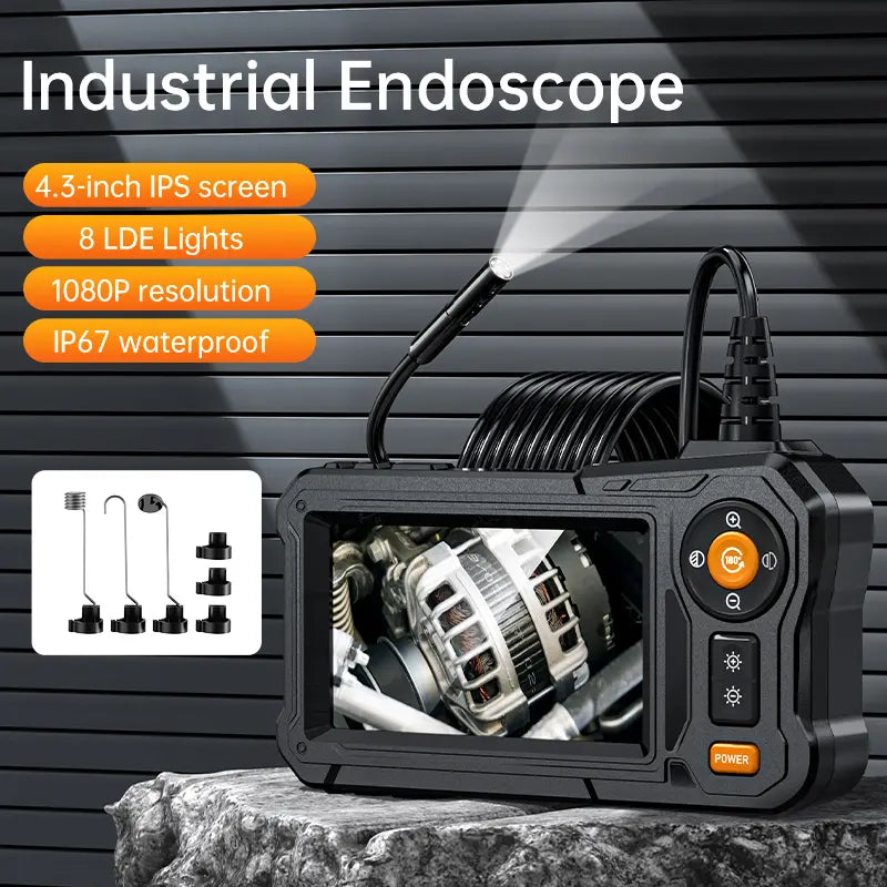 Automotive Borescope Camera – 4.3" HD Screen, 8 LED, IP67 Waterproof, 16.5FT/33FT