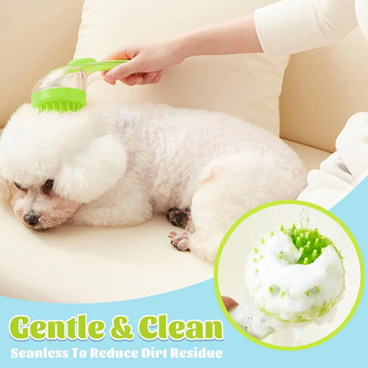 Pet Bath Brush with Shampoo Dispenser for Dogs & Cats, Ergonomic Handle, Gentle Massage Grooming Tool