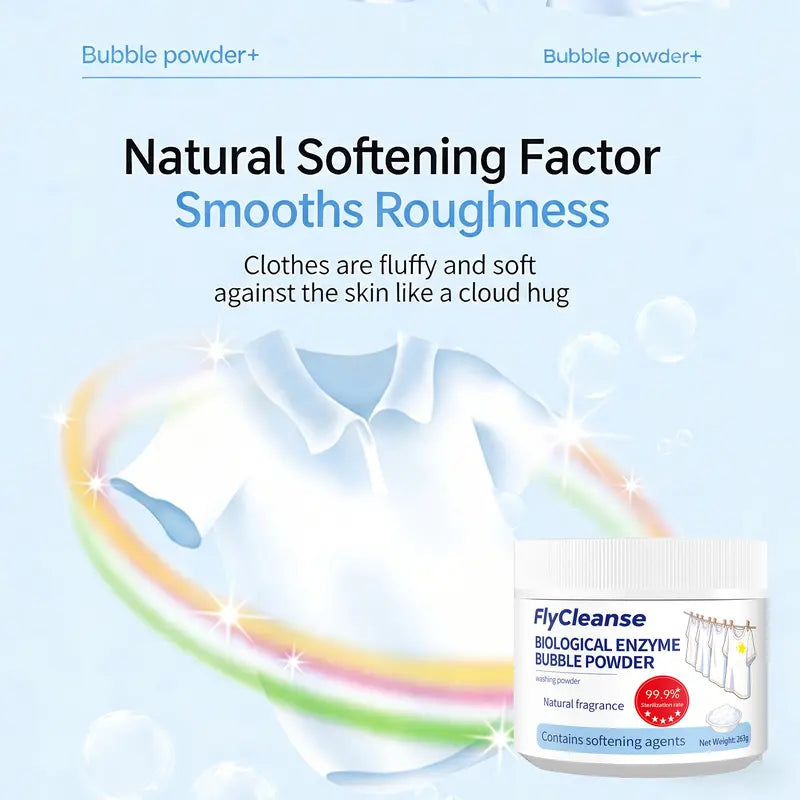 FlyCleanse Bio-Enzyme Foam Laundry Detergent – Stain & Yellowing Removal with Built-in Fabric Softener