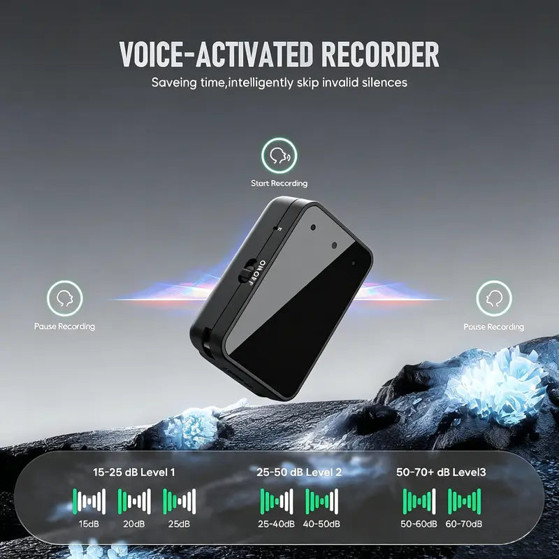 Mini Magnetic Voice Recorder – AI Noise Reduction, 45H Battery, 16.9g