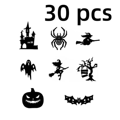 Halloween LED Silhouette Wall Light Stickers, Battery Powered Peel & Stick Wall Decor (30/60 Pcs)