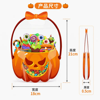 Transparent PE Holiday Gift Bags - Clear Pumpkin Bags for Halloween, Christmas, Valentine's Day & Easter Candy Storage