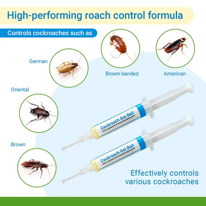 Indoor Cockroach Exterminator Gel – 2-Pack Syringes for American, German & Common Roaches