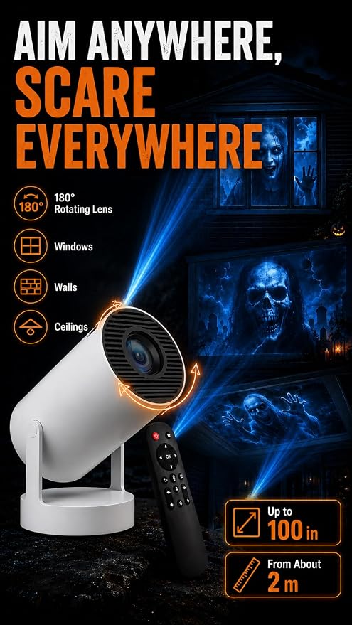 Halloween Window Projector 720P with Projection Screen