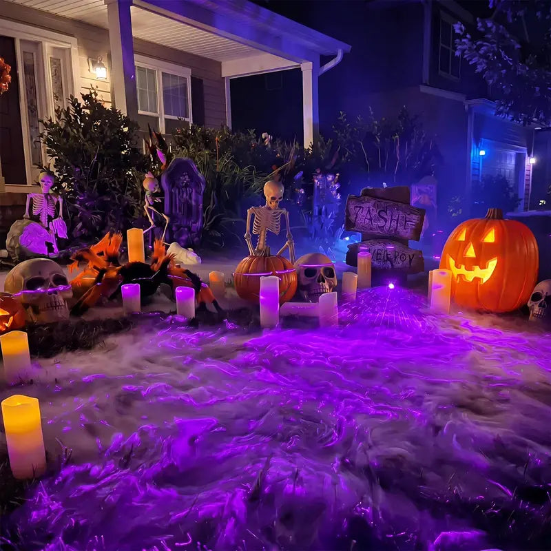 Halloween Laser Swamp Light – IP67 Waterproof 360° Adjustable Laser Projector for Fog Machine