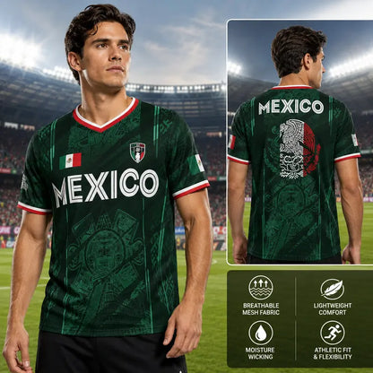 2026 Mexico Soccer Jersey — Chichén Itzá Pyramid Graphic Retro Throwback Sportswear