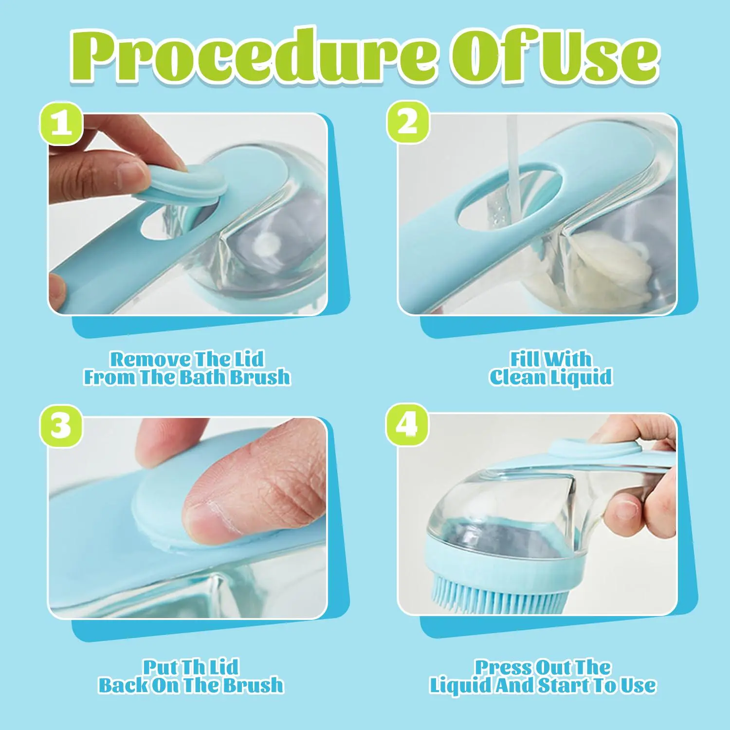 Pet Bath Brush with Shampoo Dispenser for Dogs & Cats, Ergonomic Handle, Gentle Massage Grooming Tool