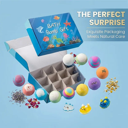 Bath Bombs with Surprise Inside, 12 Pack – Dinosaur Egg & Ocean Theme (Sea Animal)