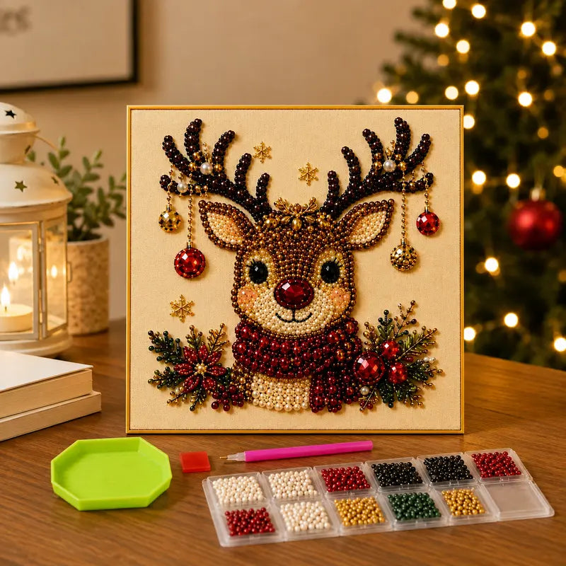 Christmas Themed Pearl Art DIY Kit – Santa & Wreath Mosaic Wall Art