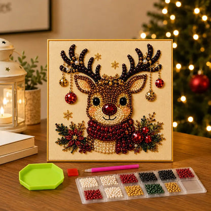 Christmas Themed Pearl Art DIY Kit – Santa & Wreath Mosaic Wall Art