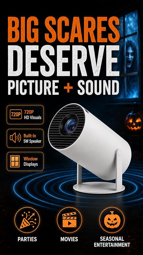 Halloween Window Projector 720P with Projection Screen