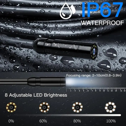 Automotive Borescope Camera – 4.3" HD Screen, 8 LED, IP67 Waterproof, 16.5FT/33FT