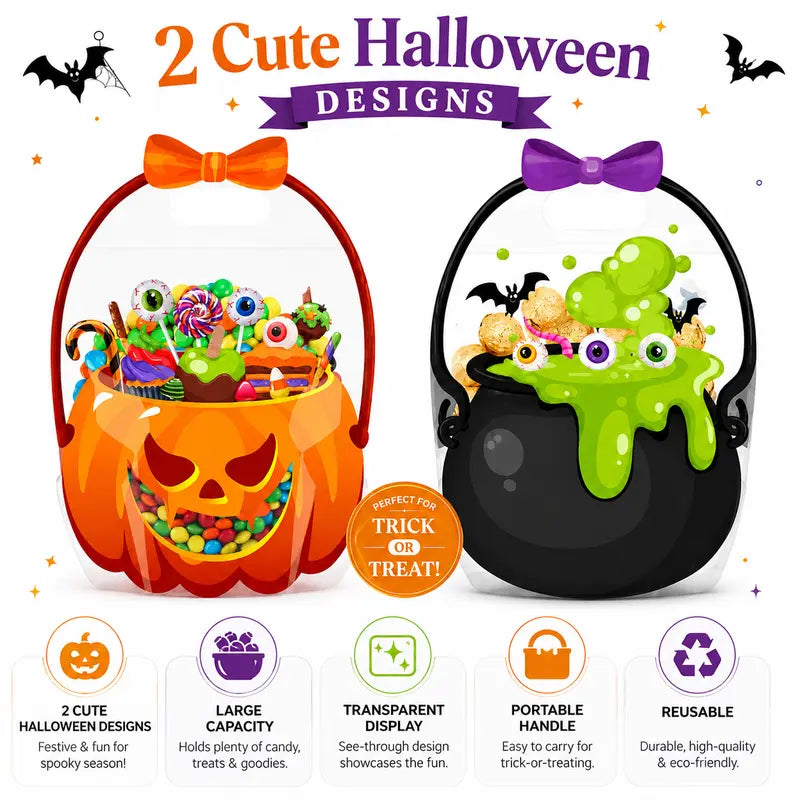 Transparent PE Holiday Gift Bags - Clear Pumpkin Bags for Halloween, Christmas, Valentine's Day & Easter Candy Storage