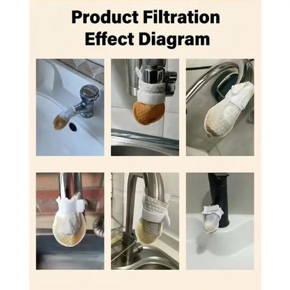 50 Cotton Filter Bags Disposable Cotton Faucet Filter Bags With 5 Fastening Straps, Splash-Reducing Tap Water Sediment Filter Sock with Elastic Cuff for Kitchen & Bathroom Faucets