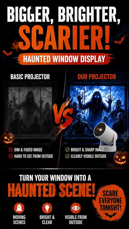 Halloween Window Projector 720P with Projection Screen