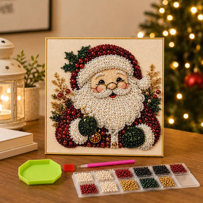 Christmas Themed Pearl Art DIY Kit – Santa & Wreath Mosaic Wall Art