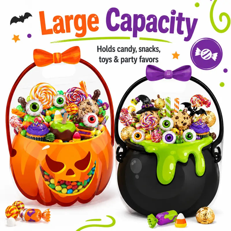 Transparent PE Holiday Gift Bags - Clear Pumpkin Bags for Halloween, Christmas, Valentine's Day & Easter Candy Storage