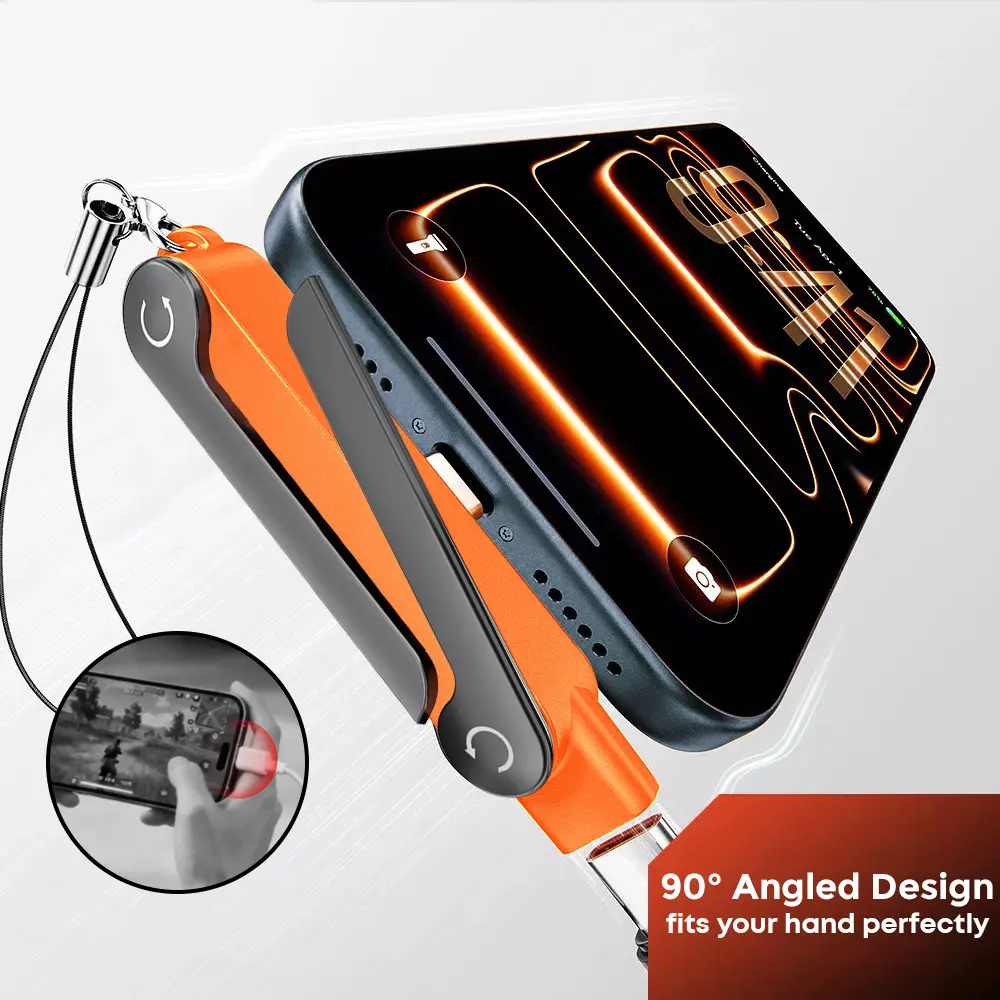 MOJUE 240W Invisible Stand Fast Charging Cable, USB-C to USB-C Flat Cable 90° Angled (4.9FT) — iPhone 15/16/17 & Samsung Compatible