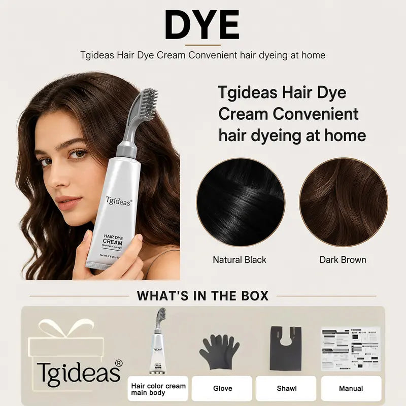 Tgideas Hair Dye Comb & Cream – Gentle Grey Coverage with Hyaluronic Acid