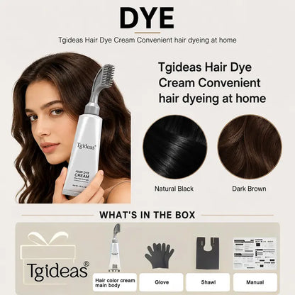Tgideas Hair Dye Comb & Cream – Gentle Grey Coverage with Hyaluronic Acid