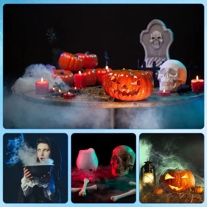 Halloween Ultrasonic Mini Mist Maker with 12 LED Lights - Alloy Humidifier Atomizer for Smoking Cauldron Witch Pot Party Decor