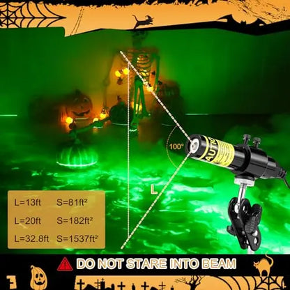 Halloween Laser Swamp Light – IP67 Waterproof 360° Adjustable Laser Projector for Fog Machine