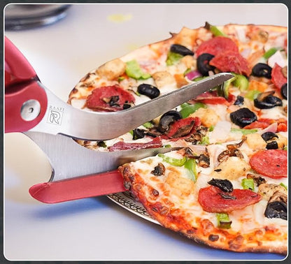 Pizza Scissors with Non Stick Slice Server - 4 in 1 Kitchen Scissors (Black Spatula)