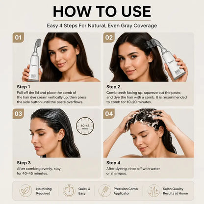 Tgideas Hair Dye Comb & Cream – Gentle Grey Coverage with Hyaluronic Acid