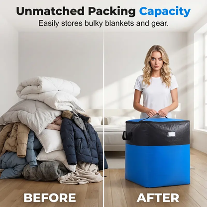 Collapsible Storage & Moving Bag - Extra-Large Space-Saving Organizer for Home, Bedding, Clothes & Moving Supplies