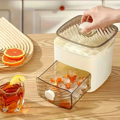 Upgraded Ice Cube Maker with Storage Drawer – 48 Cubes, Press-to-Dispense, Double-Layer, BPA-Free | Countertop Ice Tray for Summer Drinks