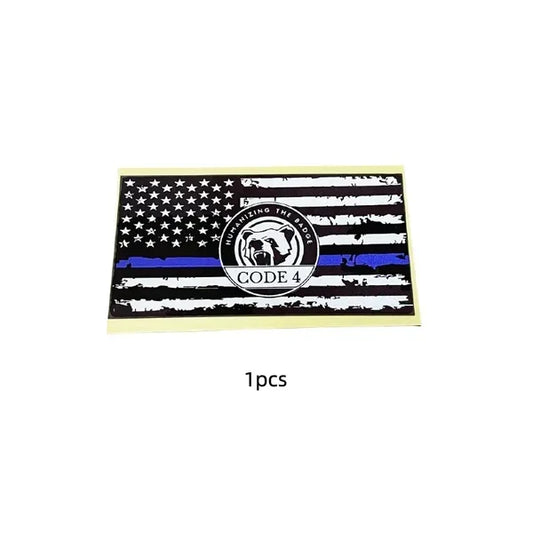 Code 4 Thin Blue Line Flag Sticker – Honor Respect Support, Weatherproof UV Fade-Resistant Vinyl| Car Truck Laptop Helmet | Back the Blue Cop Gift