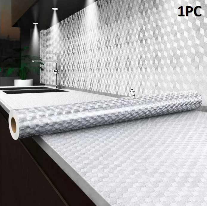 Peel and Stick Wallpaper, Waterproof Aluminum Foil Contact Paper for Kitchen Countertops & Cabinets, Oil-Proof Heat-Resistant (40cm×3m)