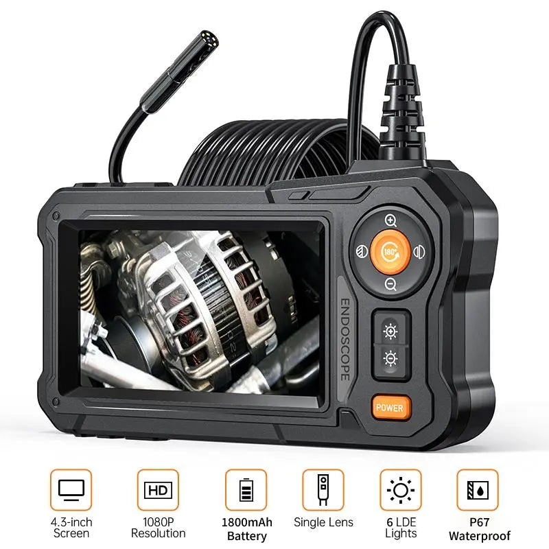 Automotive Borescope Camera – 4.3" HD Screen, 8 LED, IP67 Waterproof, 16.5FT/33FT