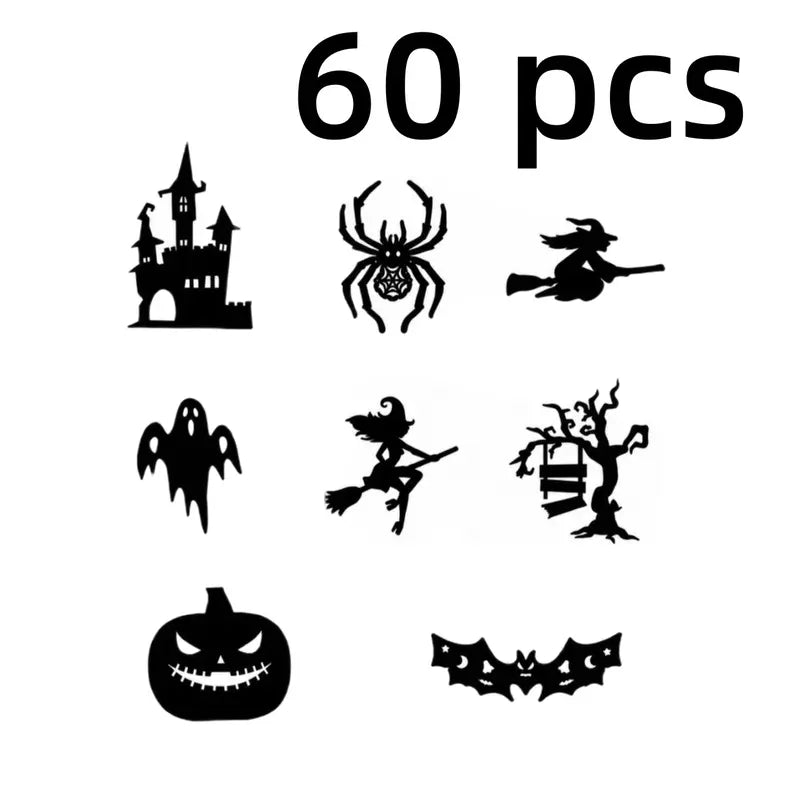 Halloween LED Silhouette Wall Light Stickers, Battery Powered Peel & Stick Wall Decor (30/60 Pcs)