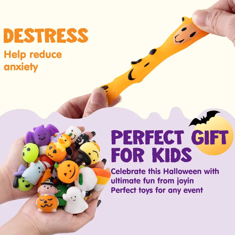 JOYIN Halloween Mochi Squishy Toys – Party Favors, Stress Relief Bulk Pack (24/60/100 Pcs)